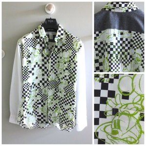 Comme Des Garçons MEN'S MICKEY MOUSE PRINTED BUTTON DOWN SHIRT